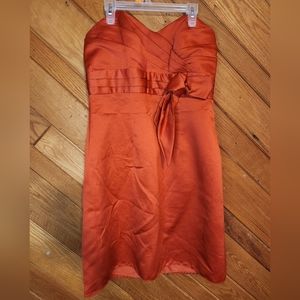 Alfred angelo persimmon strapless mini formal dress with bow size 8 medium